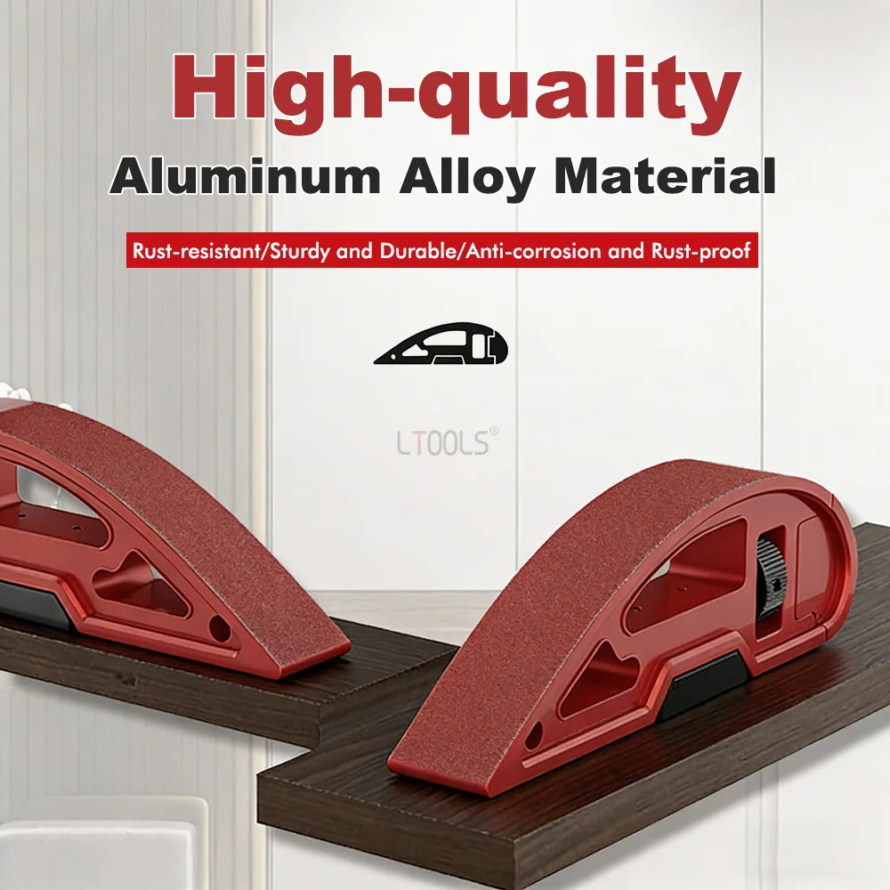 Portable Hand-held Sandpaper Holder Adjustable Handcrafted Curved Sanding and Polishing Belt Sanding Device Aluminum Alloy Tool