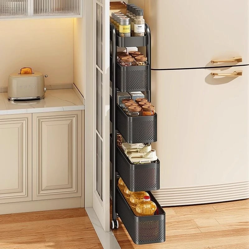 Kitchen crevice rack, extremely narrow storage cabinet, multi-layer refrigerator side pull-out cabinet, fruit and vegetable