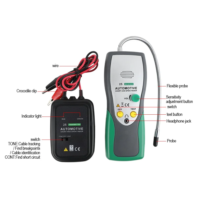 Duoyi Dy25 Auto Korte Open Circuit Finder Tester Auto Trucks Kabel Draad Tracker Volgende En Lokaliseren Reparatie Detector 42V Dc