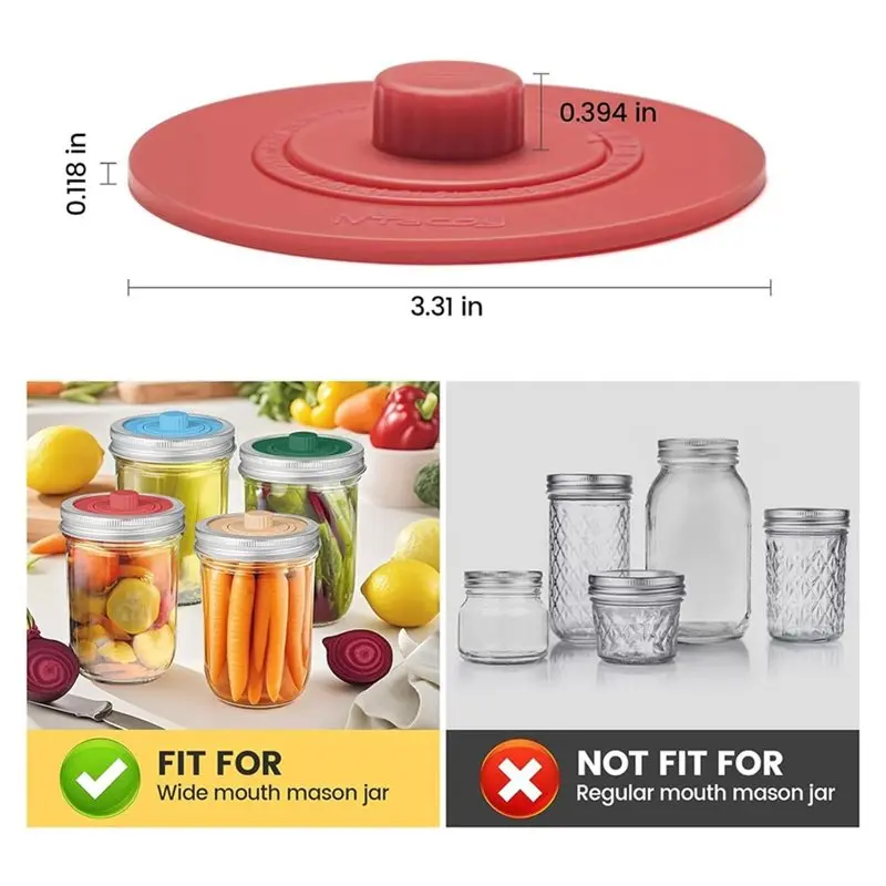 B23B 4 Pcs Original Patented Airlock Fermentation Lids For Wide Mouth Mason Jars, Fermenter Caps, Fermentation Kit