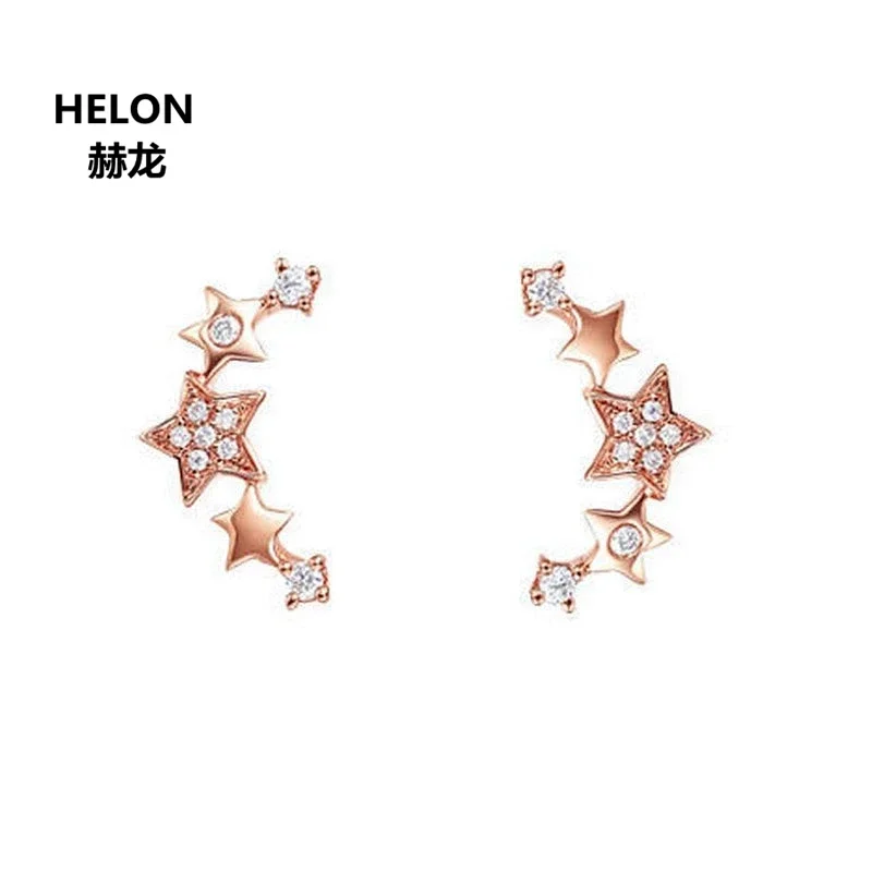 Solid 14k Rose Gold SI/H Natural Diamonds Women Earrings Engagement Wedding Stud Earrings Fine Jewelry Gift