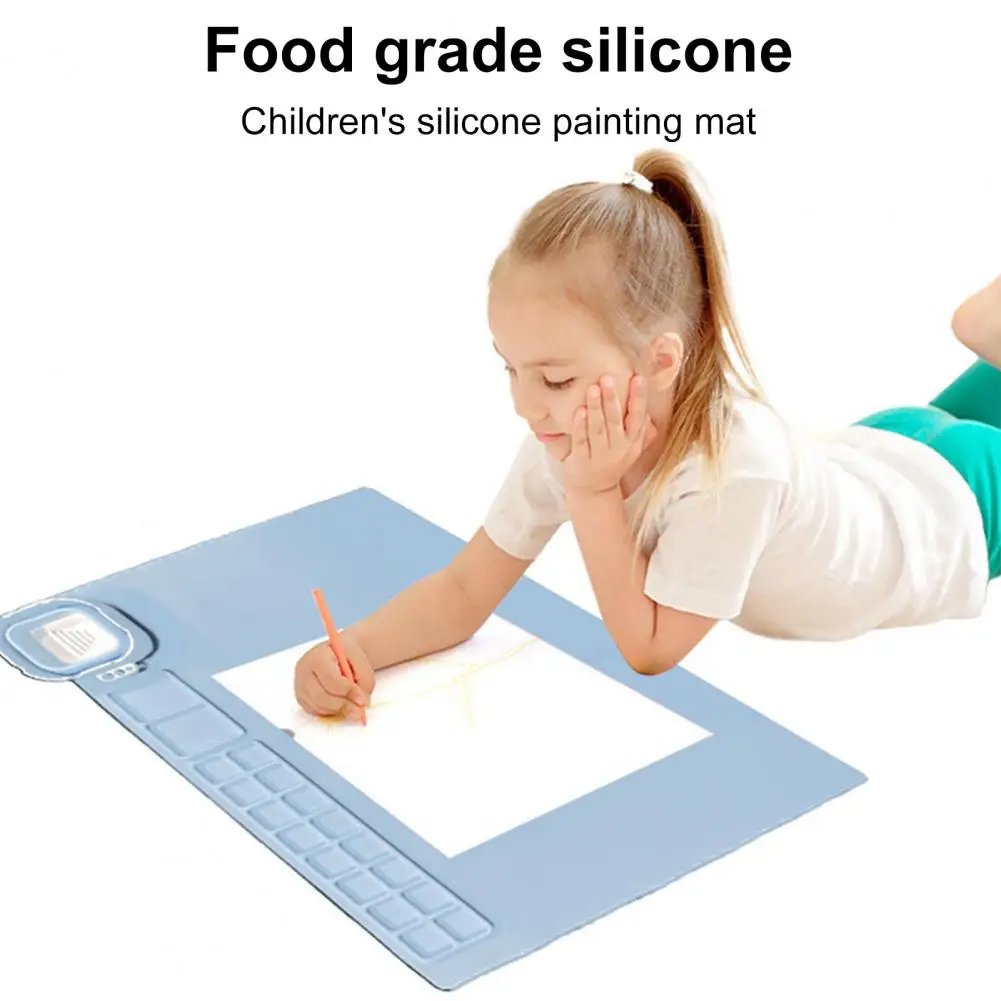 Silicone Mat Silicone Painting Mat with Cup Efficient Mixing Palette for Artists Non-stick Silicone Art Mat Craft for Kids