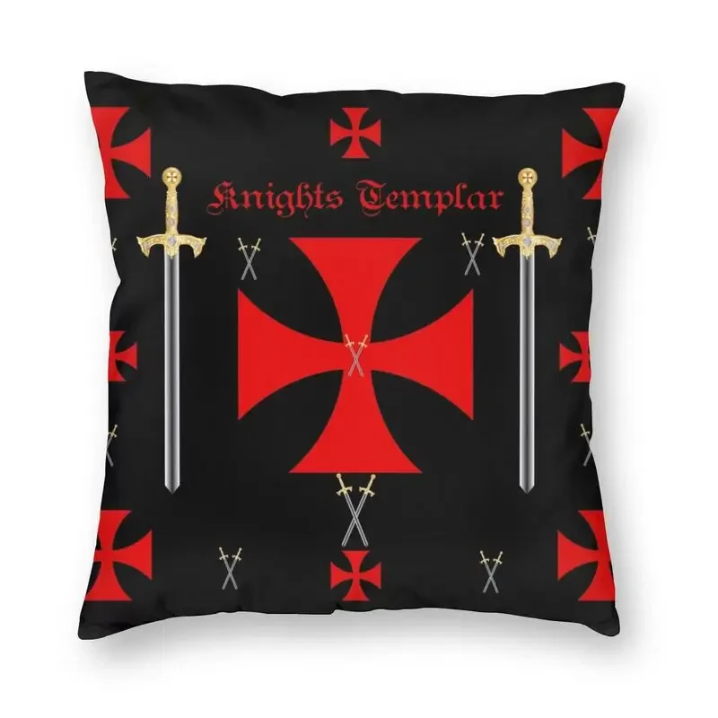 Medieval Emblem Knights Templar Cushion Cover Sofa Decoration Ordre du Temple Cross Square Pillow Case 45x45cm 18x18Inch