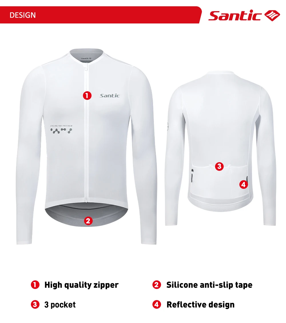 Santic Herren-Radtrikots, langärmelig, Fahrradtrikot, Sonnenschutz, atmungsaktiv, hochelastisch, für Outdoor-Training – Detail 3