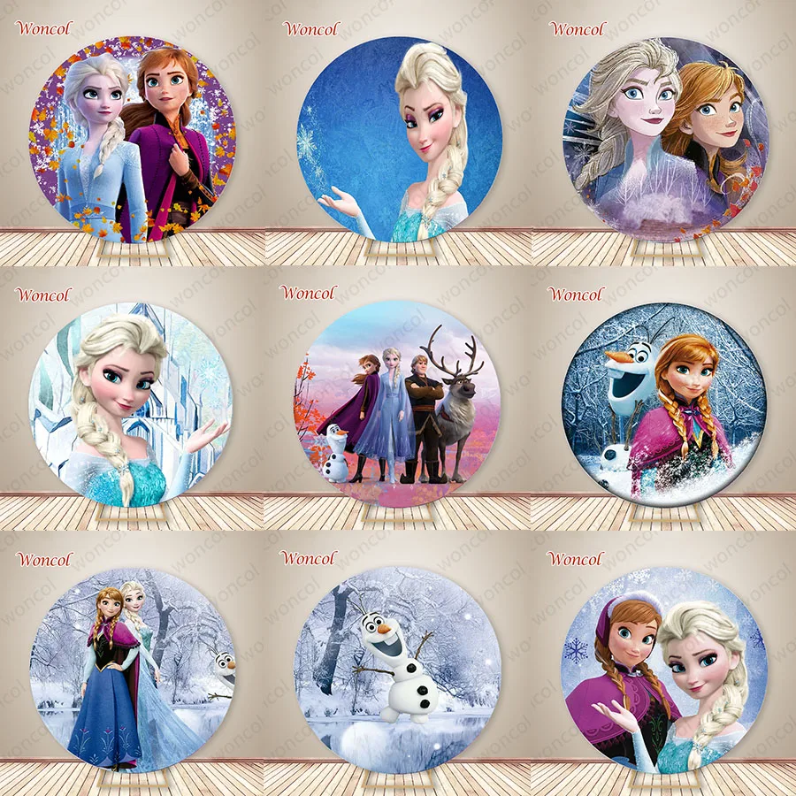 

Frozen Princess Anna Round Backdrop Frozen Girls Birthday Anna Elsa Round Backdrop Custom Sven Kristoff Olaf Round Cover Decor