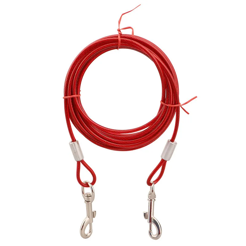 3M/5M/10M Double-headed Steel Wire Rope Dog Tie Out Cable Leash Anti-Bite Dog Leash Hard/Fierce Dog Supply Outdoor Lead Chain