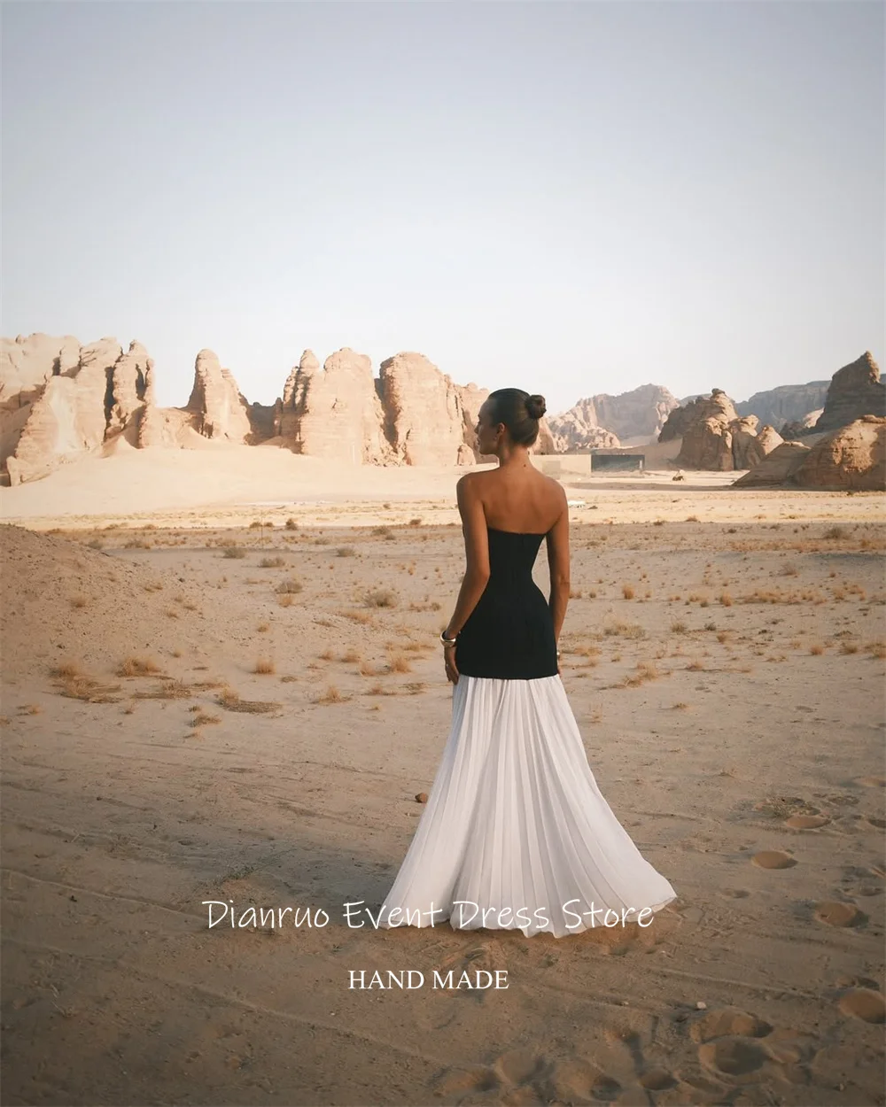 Dianruo двухцветное вечернее платье без бретелек с лентами длиной до пола, вечерние платья трапециевидной формы с рюшами, шифоновые платья для женщин, 2025 по индивидуальному заказу