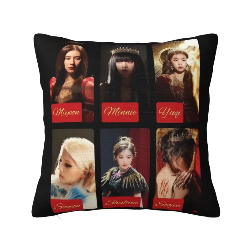 Fashion Dance-pop Kpop (G)I-DLEs Square Pillow Cover Home Decor 3D Double Side Printing Cushion Cover for Sofa