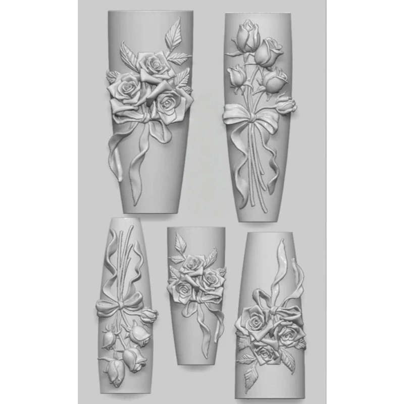 แม่พิมพ์ซิลิโคนลายดอกกุหลาบ 1 ชิ้น สำหรับตกแต่งเล็บ 3 มิติ อุปกรณ์ทำเล็บสำหรับร้านทำเล็บ เครื่องมือทำเล็บ