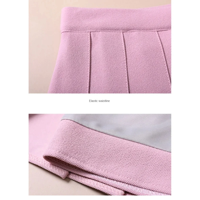 Roupas escolares de moda japonesa para mulheres, saias plissadas marrons para meninas, mini saia vermelha com shorts