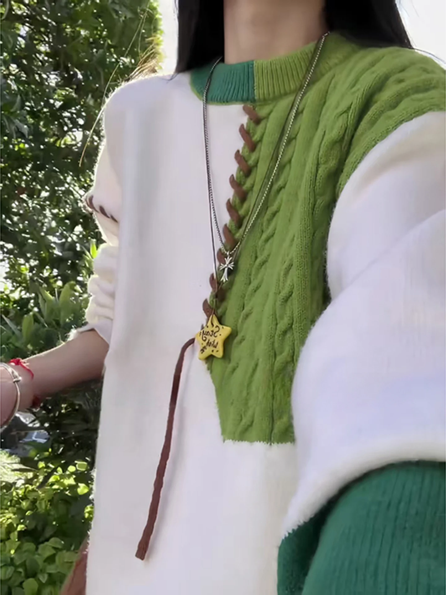 

Мужской вязаный свитер Cleanfit Color Blo с круглым вырезом, осенне-зимний, с ручной строчкой, для пар, повседневная верхняя одежда