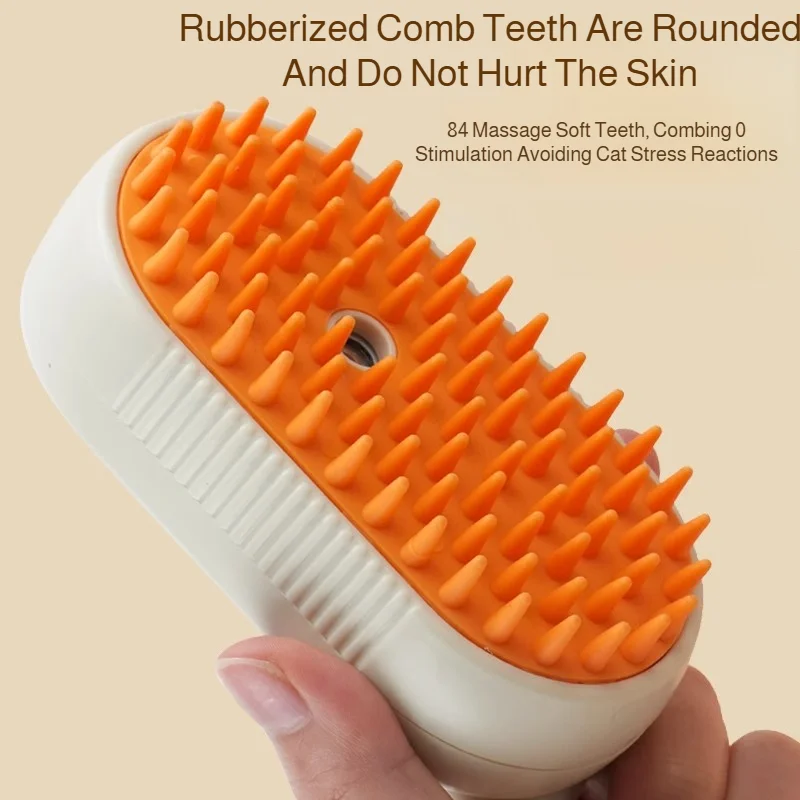 Pet Steam Spray Comb for Detangling and Deshedding 3-in-1 Hair Removal No-Wash Cleaning Massage Grooming Brush for Cats and Dogs view 5