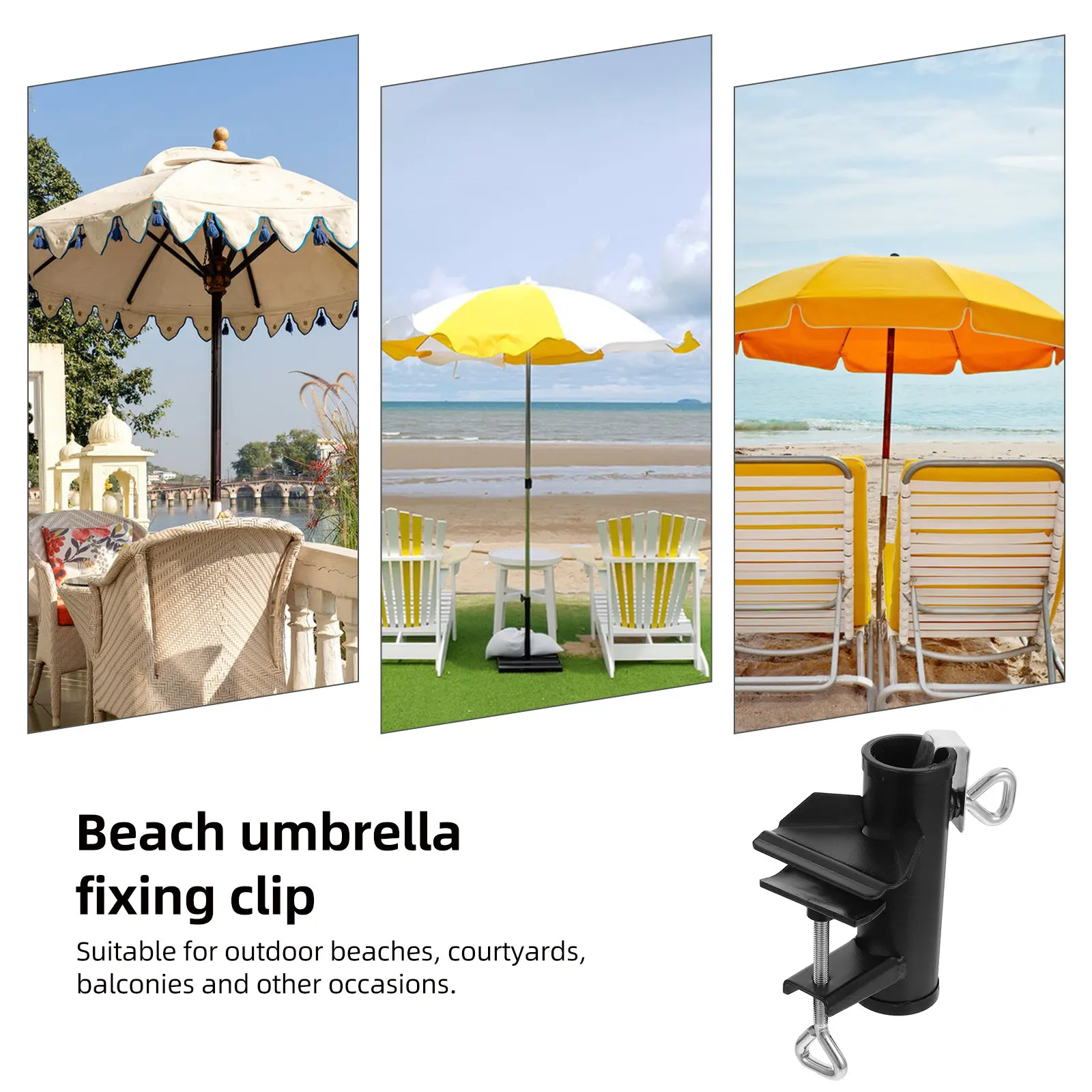 Outdoor Umbrella Clamp Heavy Duty Iron Adjustable Stand Holder Patio Parasol Tabletop Clip Beach Umbrella Bracket Stable Clip