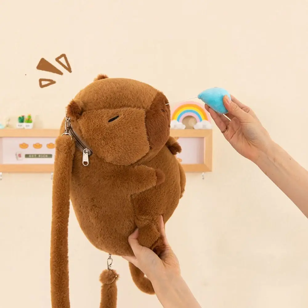 Plush Capybara Capybara Plush Backpack Animal Cartoon Large Capacity Capybara Crossbody Bag Fashion Big Capacity