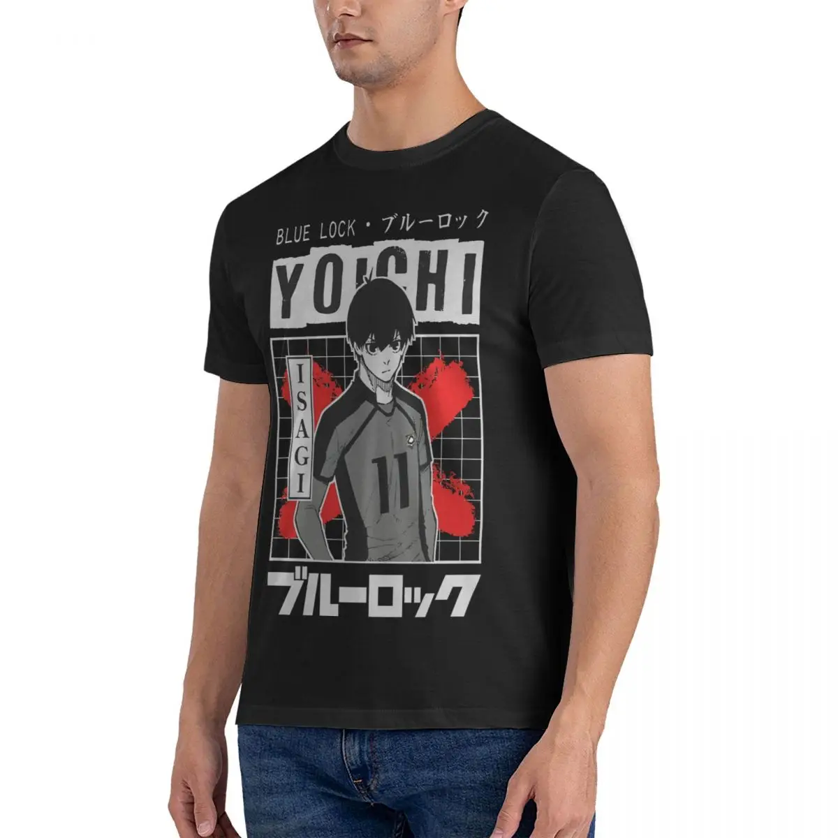 Yoichi Isagi Manga Men T Shirts BLUE LOCK Vintage Tee Shirt Short Sleeve Crewneck T-Shirts Pure Cotton Gift Idea Clothing