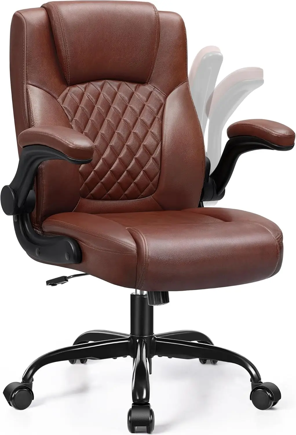 

Leather Office Chair, PU Home Computer Desk Chairs with Ergonomic Back Support, 360°Swivel Free，Small Gaming Chair