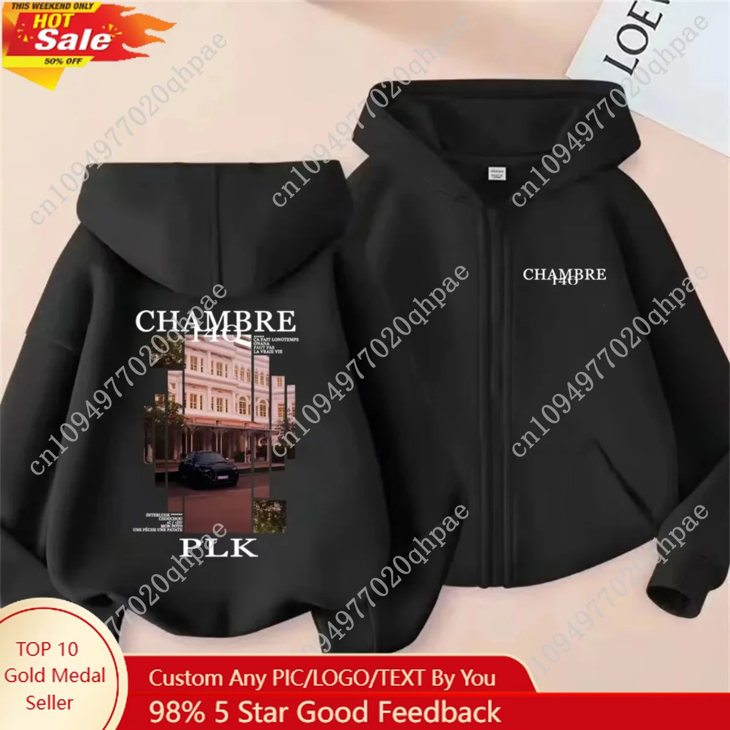 

Rapper PLK Chambre 140 Album Graphic Zipper Hoodie Men Women Hip Hop Fashion Pop Music Zip Up Jacket Coat Male Oversized Hoodies