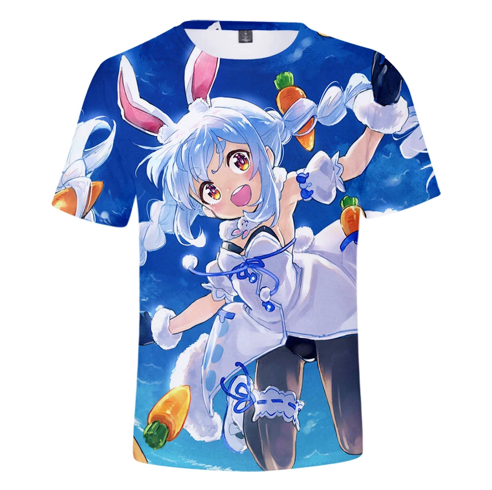 HOLOLIVE VTuber Usada Pekora T-shirt Crewneck Short Sleeve Anime Tee Men Women\'s Tshirt Harajuku Streetwear 3D Clothes