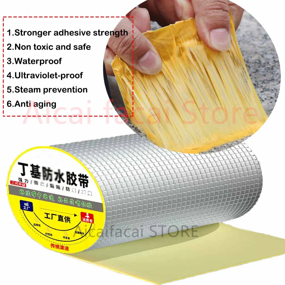 

Strong Waterproof Aluminum Butyl Rubber Tape High Temperature Resistance Thicken Butyl Wall Roof Duct Repair Adhesive Tape