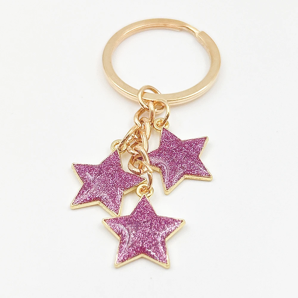 Shining Star Oil Enamel Encantos Chaveiro para Mulheres, Chaveiro do carro, Presente Criança, Nova Moda Jóias