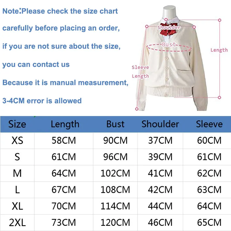 Femme Cardigan Japonais Uniforme SвPull Étudiant Cosplay JK Cardigans Col V Manches sulfBoutonné avec Poches XS-XXL