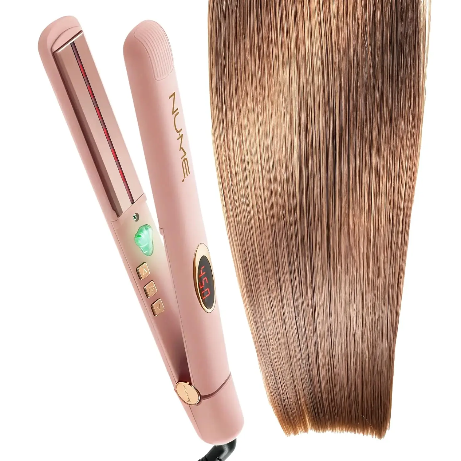 1-Inch Tourmaline Flat Iron with Floating Plates, Negative Ion & Infrared for Smooth, Shiny Hair, All Types