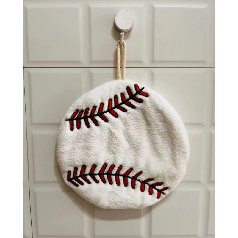 Football Cartoon Towel Hanging Basketball Hand-drying Rag Three-layer Thickened Coral Plush Towel Handkerchief