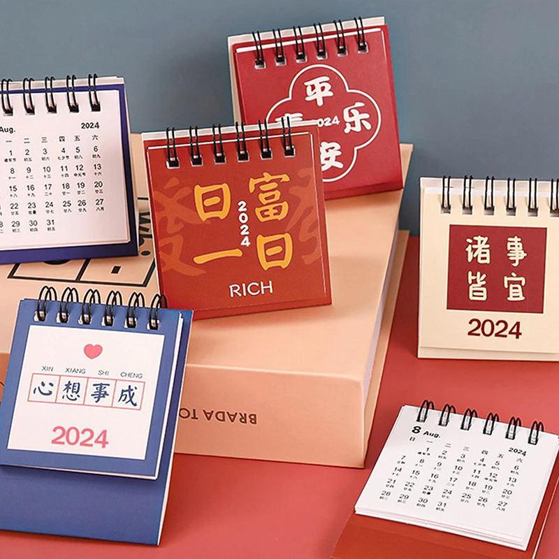 2025 Mini Simple Small Desk Calendar Pocket Portable Calendar Punch Plan Desktop Decoration