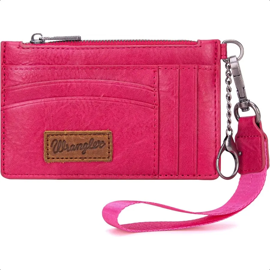 

X Wrangler Credit Card Holder for Women Card ID Cases Womens Slim Wallet for Cash and Cards Keychain Wallet with Wristlet Strap