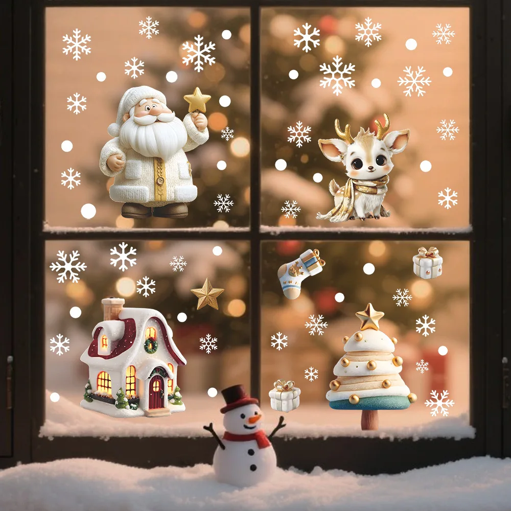 Creative Simulation Christmas Decoration Home Glass Doors and Windows Sticker UV Room Decoration Accessories