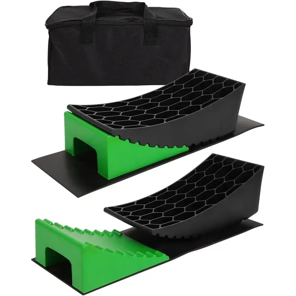 FAHKNS Camper Leveling Blocks, Heavy Duty RV Leveling System Wheel Chocks, 2 Pack Curved RV Levelers up tp 35000 lbs, RV Levelin