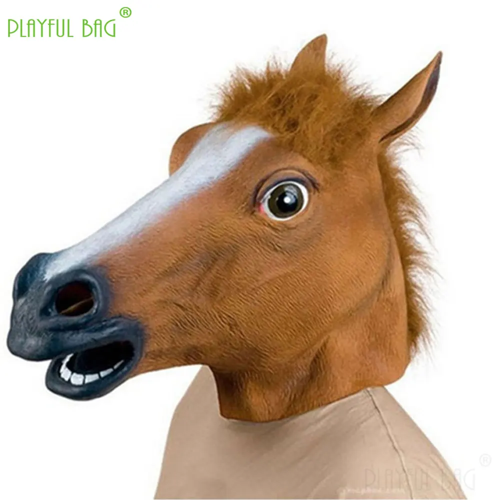 Masque de Tête de Cheval d'Halloween, Balle de Cosplay, Ensemble de Têtes d'Animaux Amusantes, Accessoires de Décoration, de Maquillage, de ix, Jouets pour Enfants, Cadeaux de Festival ZG266