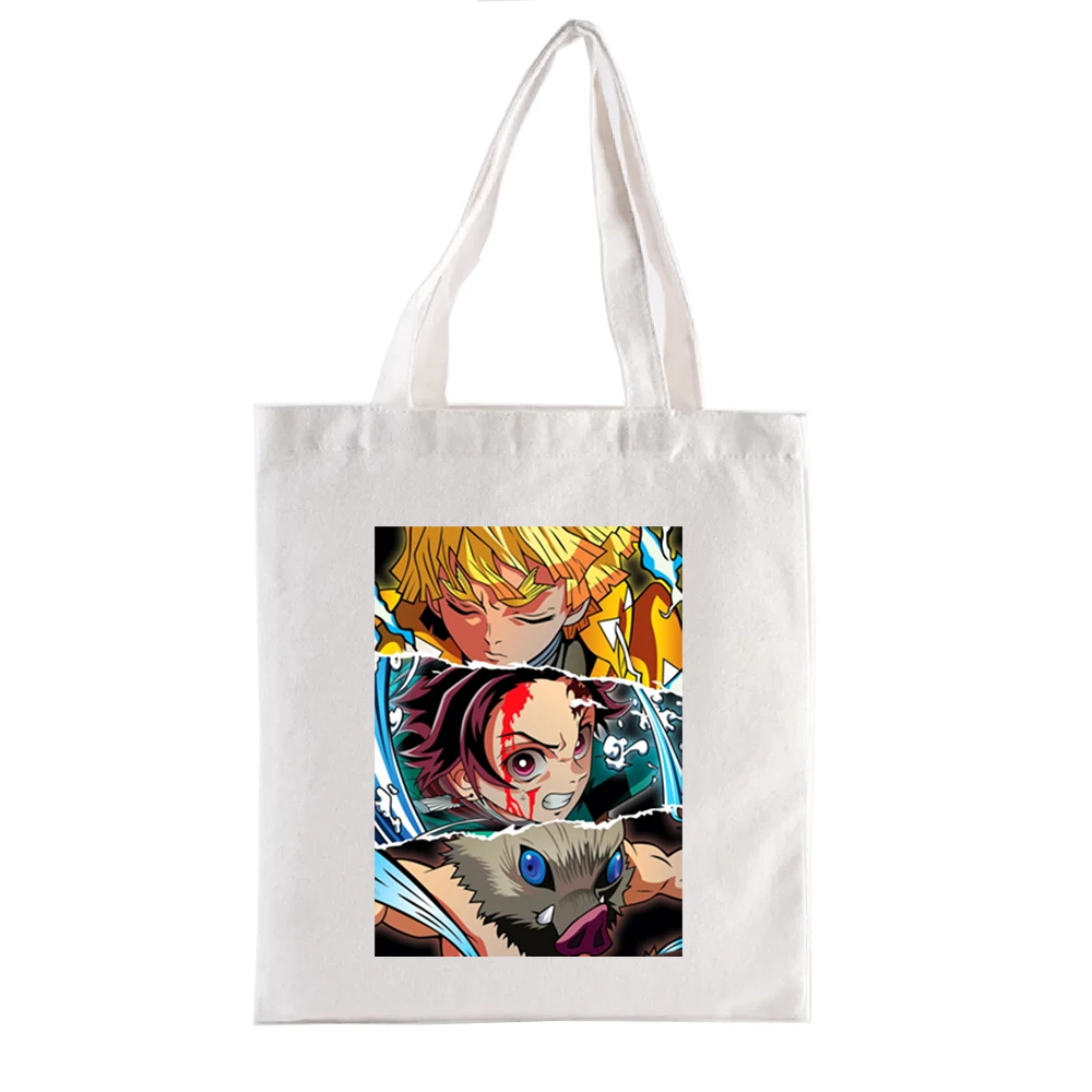 Demon Slayer Anime Eyes Graphic Tote Bag, Demon Slayer Print Shoppong, bolsos de mano para mujer, bolsos Shopper Totebag, moda divertida