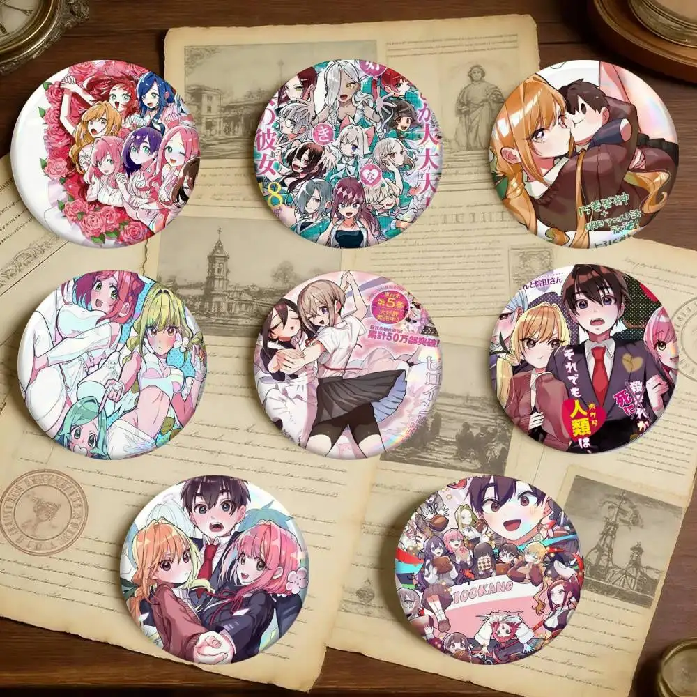 The 100 Girlfriends Who Really Love You Badges 25 32 44 58 75 Mm Round Cosplay Pin Bag Decor Fans Collect Friends Souvenir
