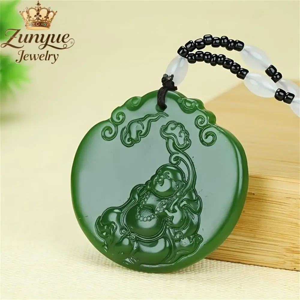 

High-End Natural Hetian Jade Maitreya Buddha Pendant Luxury Quality Jewelry Fashion Jewelry Exquisite Elegant Charms Popular