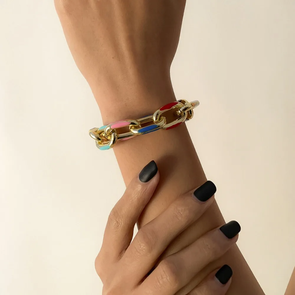 ボヘミアンスタイル カラフル ネックレス ブレスレット セット ダブルウィーブ チェーンデザイン ゴールド スチームパンク ロック チョーカー ネックレス メタル