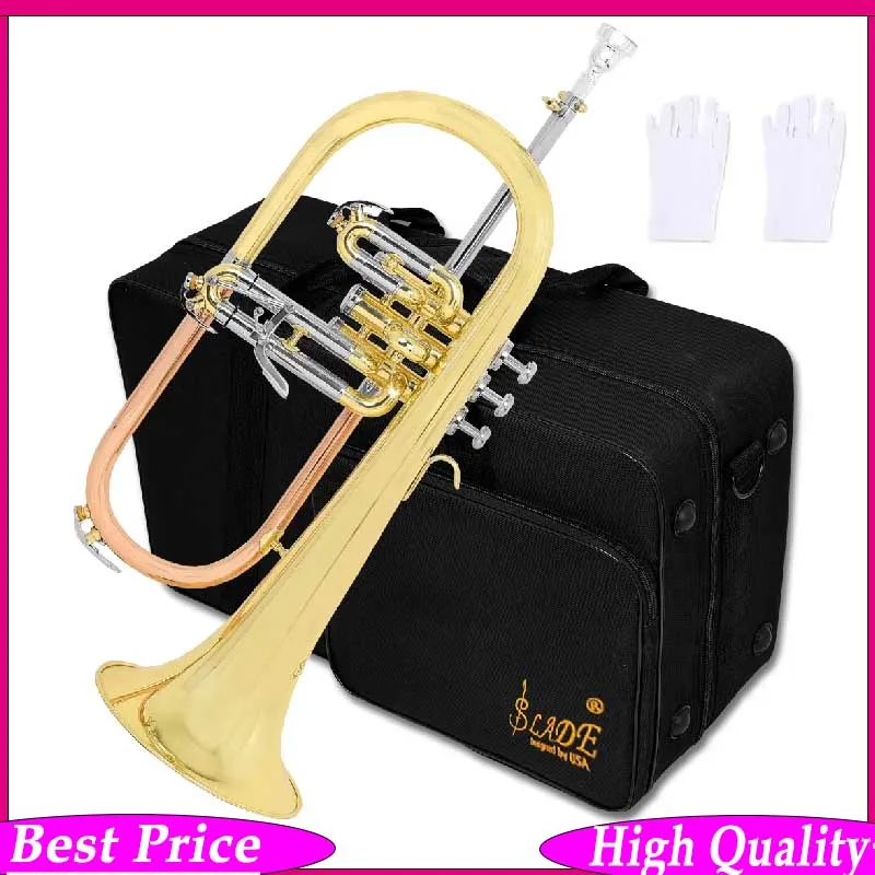 

Немецкий флюгельхорн SLADE Bb Jazz Acoustics с широким раструбом, джазовый комплект с чехлом, глушителем и набором для чистки, профессиональный набор «Все в одном»