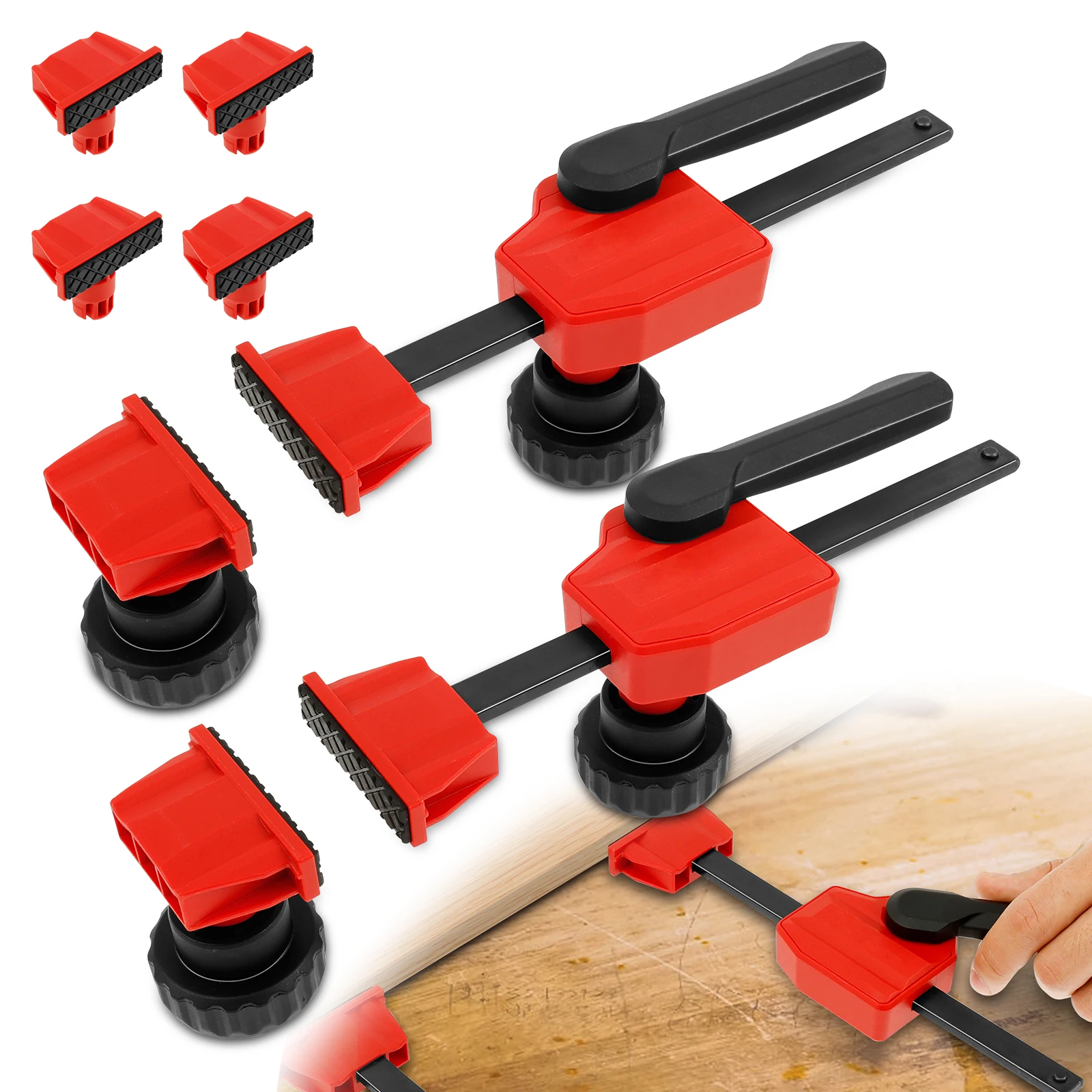 

2Pcs Plastic Nylon Quick Release Bench Dog Clamp Adjustable Opening Impact Resistant Hold down Clamp for Woodworking Assembling
