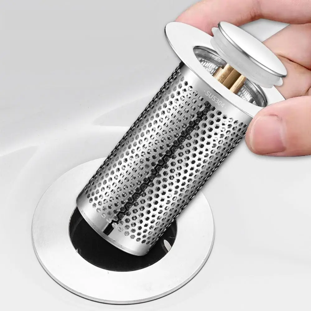 Pop Up Drain Filter Stainless Steel Floor Drain Filter Mesh Anti-clog Hair Trap Sink Strainer Sealing Cover Bathroom Hardware