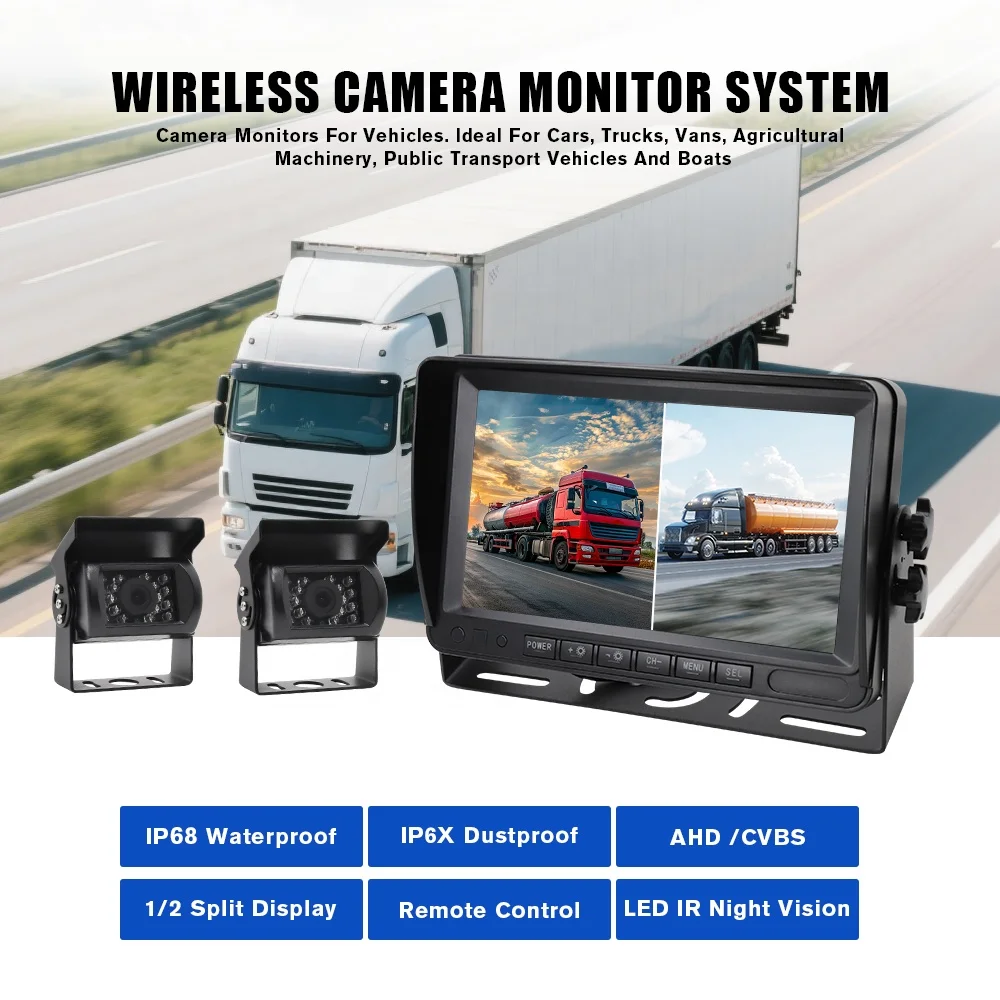 Fleet Management Vehicle Bus Car Camera System Rear 7 Inch LCD Display Screen Monitor DVR Video Monitoring Recorder
