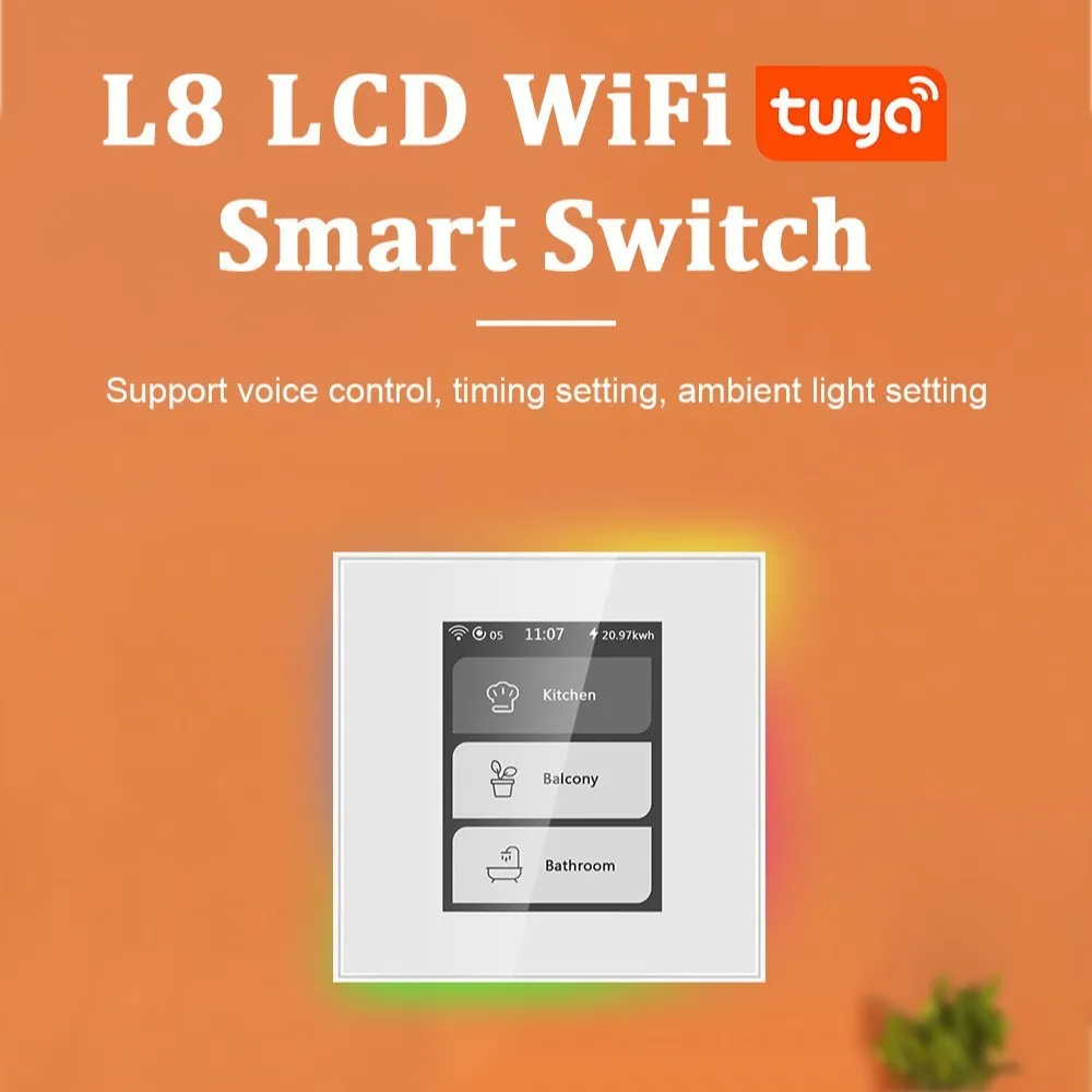 EU US Standard 4-in-1 Tuya Smart Touch Switch 1/2/3 Gang Relay Wall Light Switch Remote Voice Control Smart Home Automation