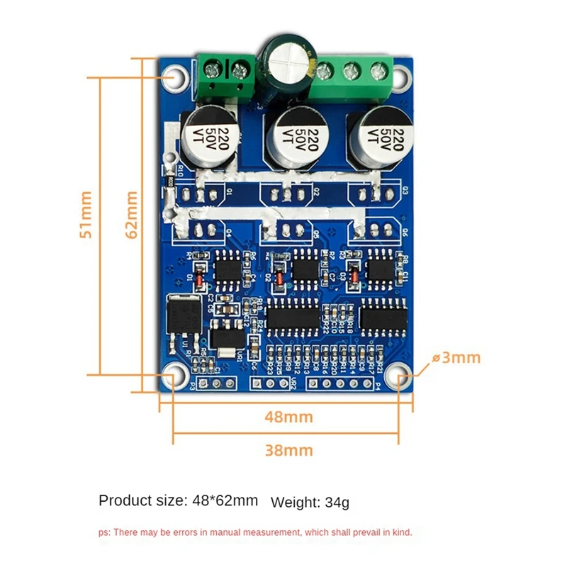 

N34R_12-37V 5A DC Brushless Hall Motor Driver Board