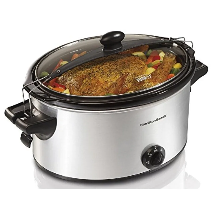 

Stay Or Go Slow Cooker Oval 4 Lb 6 Lb 6 Qt Glass Lid Stainless Steel Stoneware Brown Cooking Set with Heat Retention and Even H