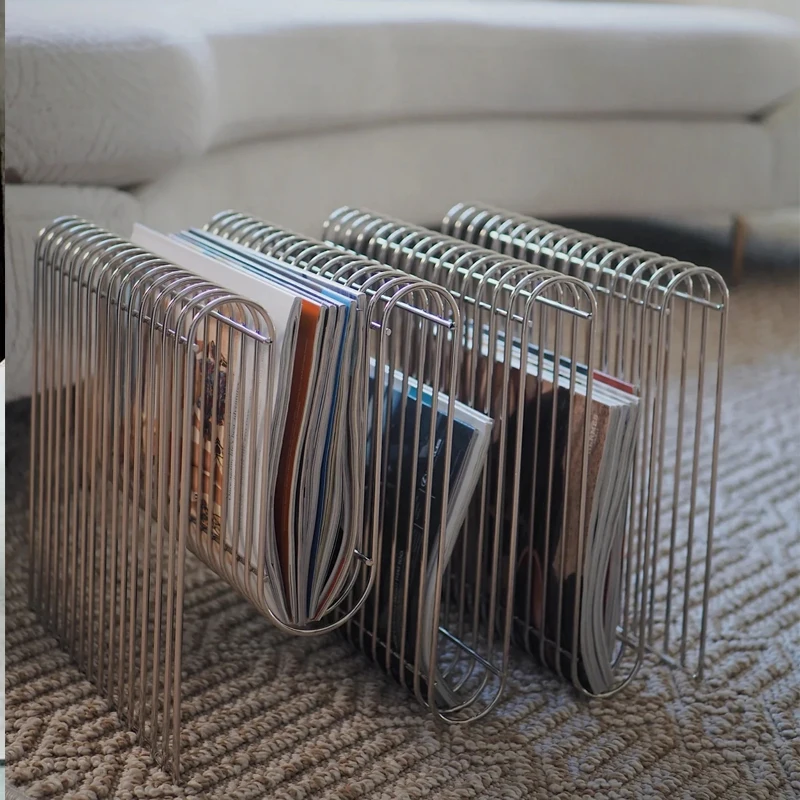 Nordic Metal Magazine Rack Creative Sofa Side Table with Storage Multi-functional Organizer Holder