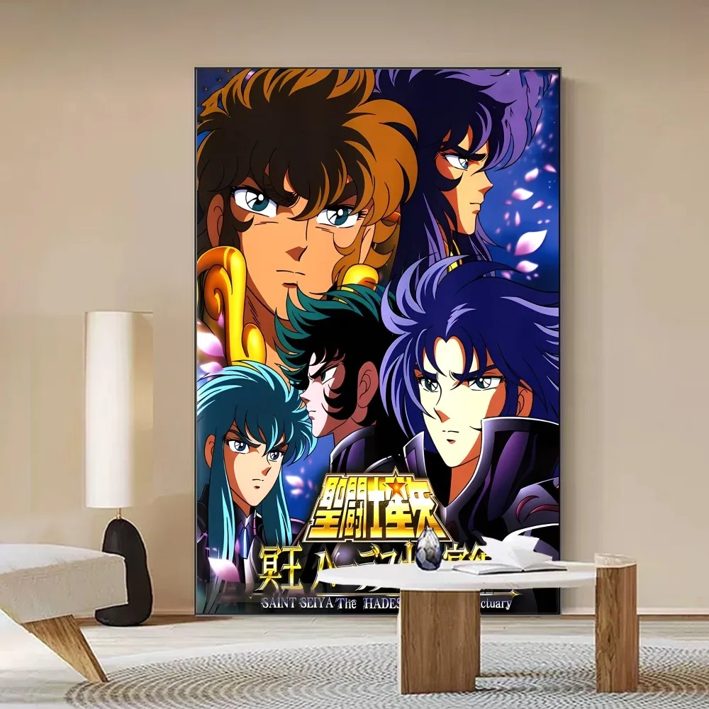 Saint Seiya Poster Self-adhesive Art Poster Retro Kraft Paper Sticker DIY Room Bar Cafe Vintage Decorative