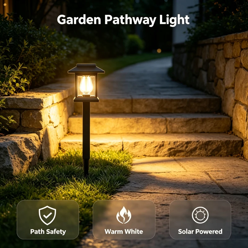 Waterproof Solar Garden Light Set Villa Courtyard Park Landscape Path Wedding Party Celebration Pathway Walkway Driveway