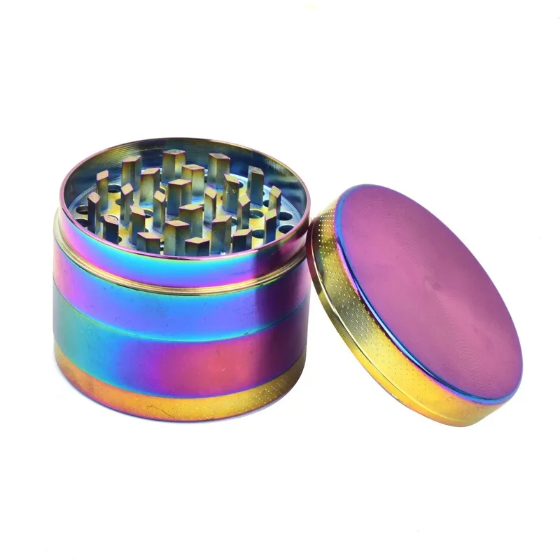 Colourful 4 Pieces Metal Zinc alloy Tobacco Grinder Spice Grinder Herb Grinder-Rainbow Metal 40mm 50mm