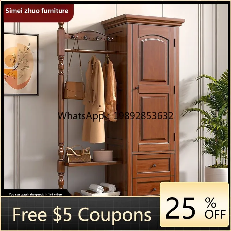 

LYY Country Style Solid Wood Coat Rack Bedroom Floor-standing Clothes Rack Home Modern Simple Vertical Multi-functional Rack