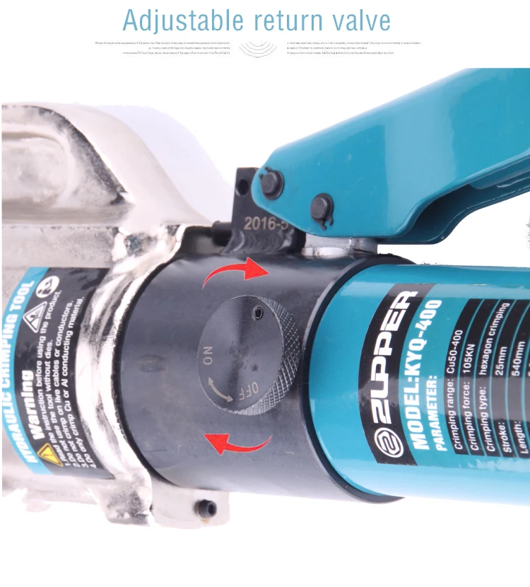 ZUPPER KYQ-400 أداة تجعيد هيدروليكية يدوية لصمام الأمان لموصلات الأسلاك بالداخل