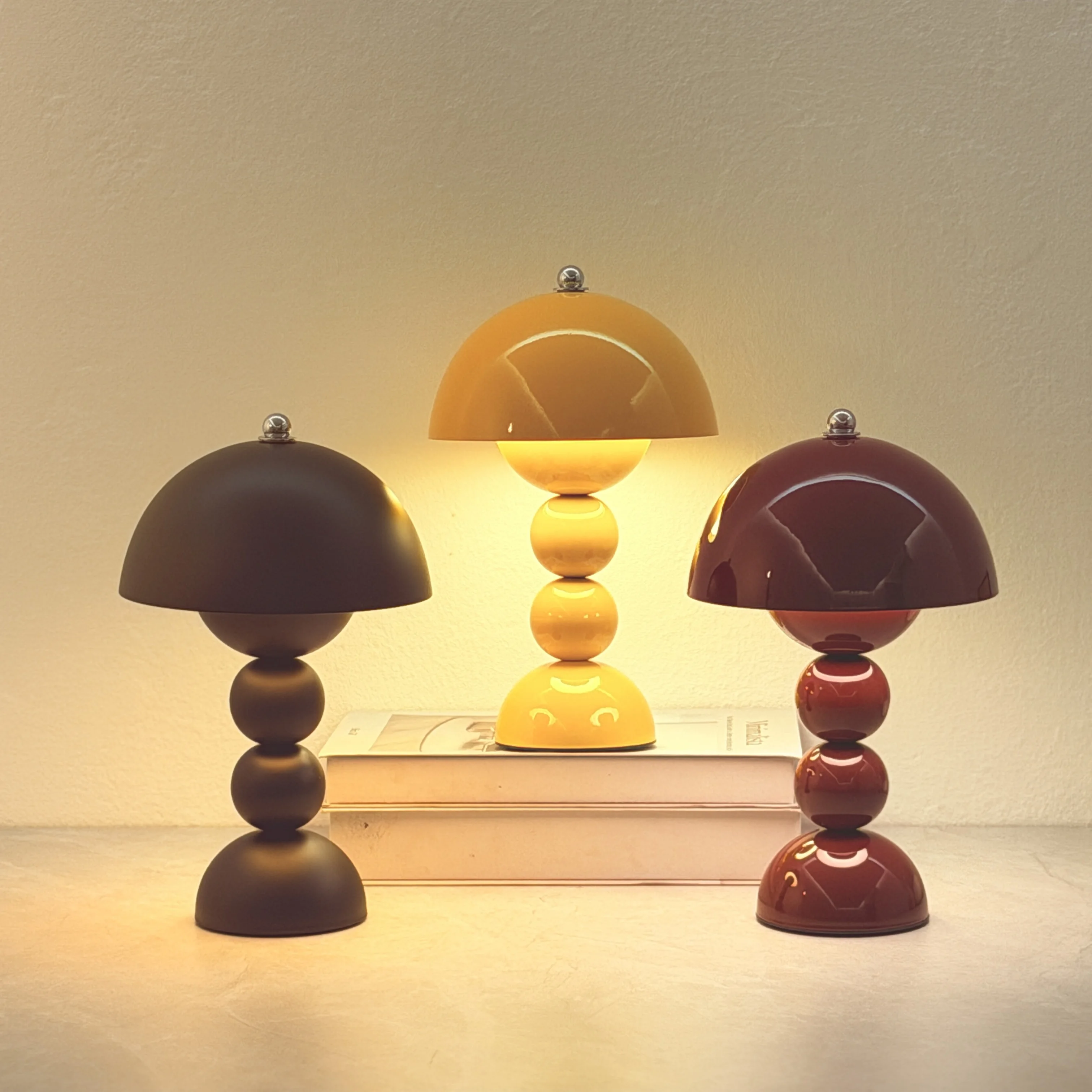 1 Stück Vintage Perlen-Pilz-Nachttischlampe, 3-Farben-Temperatur-Touch-LED-Licht, USB-betrieben, Schlafzimmerdekoration zum Verschenken – Detail 18
